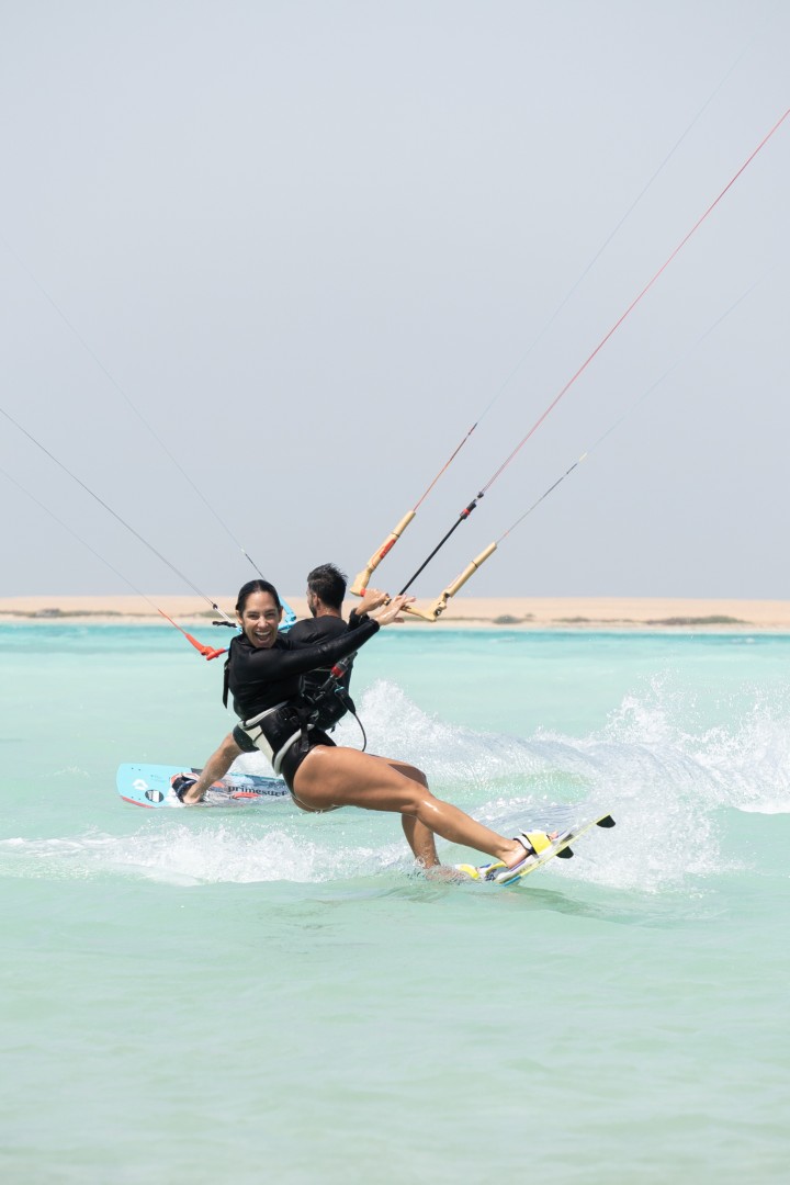 Two riders sailing together